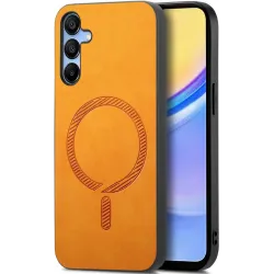 Phonesta Retro Vegan Leder MagSafe Back Cover Hülle für Samsung Galaxy A16 - Orange