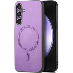 Phonesta Retro Vegan Leder MagSafe Back Cover Hülle für Samsung Galaxy S24 FE - Lila