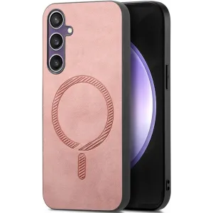 Phonesta Retro Vegan Leder MagSafe Back Cover Hülle für Samsung Galaxy S24 FE - Rosa