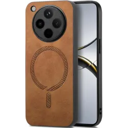 Phonesta Retro Vegan Leder MagSafe Back Cover Hülle für Oppo Find X8 Pro - Braun