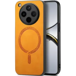 Phonesta Retro Vegan Leder MagSafe Back Cover Hülle für Oppo Find X8 Pro - Orange