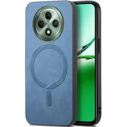 Phonesta Retro Vegan Leder MagSafe Back Cover Hülle für Oppo Reno12 F/Reno12 FS - Blau
