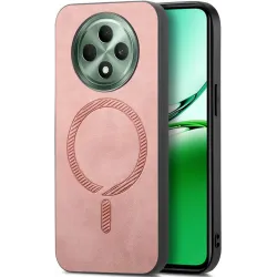 Phonesta Retro Vegan Leder MagSafe Back Cover Hülle für Oppo Reno12 F/Reno12 FS - Rosa