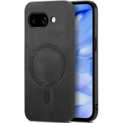 Phonesta Retro Vegan Leder MagSafe Back Cover Hülle für Google Pixel 9a - Schwarz