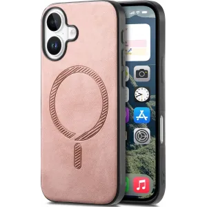 Phonesta Retro Vegan Leder MagSafe Back Cover Hülle für Apple iPhone 16 - Rosa