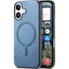 Phonesta Retro Vegan Leder MagSafe Back Cover Hülle für Apple iPhone 16 Plus - Blau