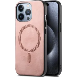 Phonesta Retro Vegan Leder MagSafe Back Cover Hülle für Apple iPhone 16 Pro Max - Rosa