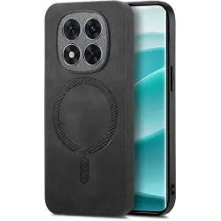 Phonesta Retro Vegan Leder MagSafe Back Cover Hülle für Xiaomi Redmi Note 14 Pro Plus - Schwarz