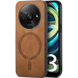 Phonesta Retro Vegan Leder MagSafe Back Cover Hülle für Xiaomi Redmi A3 - Braun