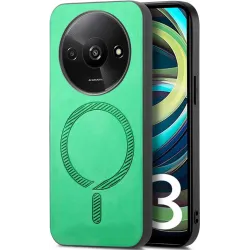 Phonesta Retro Vegan Leder MagSafe Back Cover Hülle für Xiaomi Redmi A3 - Grün