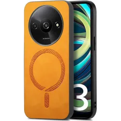 Phonesta Retro Vegan Leder MagSafe Back Cover Hülle für Xiaomi Redmi A3 - Orange