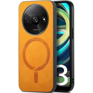 Phonesta Retro Vegan Leder MagSafe Back Cover Hülle für Xiaomi Redmi A3 - Orange