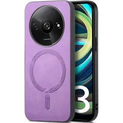 Phonesta Retro Vegan Leder MagSafe Back Cover Hülle für Xiaomi Redmi A3 - Lila