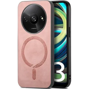 Phonesta Retro Vegan Leder MagSafe Back Cover Hülle für Xiaomi Redmi A3 - Rosa