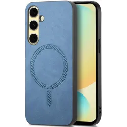 Phonesta Retro Vegan Leder MagSafe Back Cover Hülle für Samsung Galaxy A36/A56 - Blau