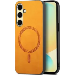 Phonesta Retro Vegan Leder MagSafe Back Cover Hülle für Samsung Galaxy A36/A56 - Orange