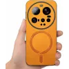 Phonesta Retro Vegan Leder MagSafe Back Cover Hülle für Xiaomi 15 Ultra - Orange 3