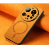 Phonesta Retro Vegan Leder MagSafe Back Cover Hülle für Xiaomi 15 Ultra - Orange 4