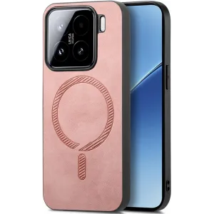 Phonesta Retro Vegan Leder MagSafe Back Cover Hülle für Xiaomi 15 - Rosa