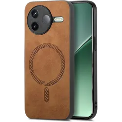 Phonesta Retro Vegan Leder MagSafe Back Cover Hülle für Xiaomi Poco F7 Pro - Braun