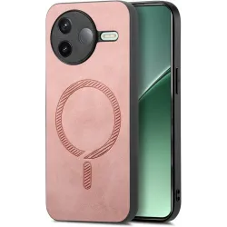 Phonesta Retro Vegan Leder MagSafe Back Cover Hülle für Xiaomi Poco F7 Pro - Rosa