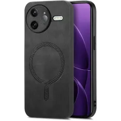 Phonesta Retro Vegan Leder MagSafe Back Cover Hülle für Xiaomi Poco F7 Ultra - Schwarz