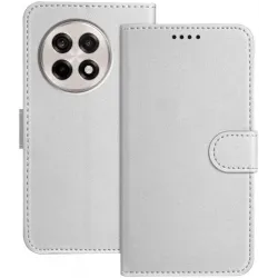 Phonesta Smooth Skin Book Wallet Klapphülle für OnePlus 13R - Silber