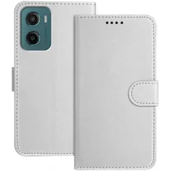 Phonesta Smooth Skin Book Wallet Klapphülle für Motorola Moto G05 / Moto E15 - Silber