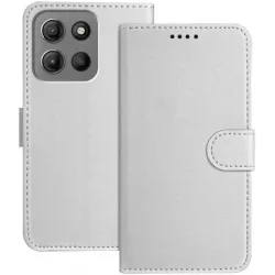 Phonesta Smooth Skin Book Wallet Klapphülle für Motorola Moto G17/G17 Power/G15/G15 Power - Silber