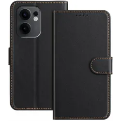 Phonesta Smooth Skin Book Wallet Klapphülle für Oppo Reno13 F 4G/5G / Reno13 FS 5G - Schwarz