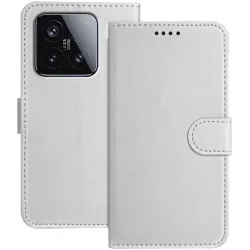 Phonesta Smooth Skin Book Wallet Klapphülle für Xiaomi 15 - Silber