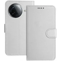 Phonesta Smooth Skin Book Wallet Klapphülle für Xiaomi Poco F7 Pro/F7 Ultra - Silber