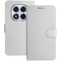 Phonesta Smooth Skin Book Wallet Klapphülle für Xiaomi Redmi Note 14 Pro 4G - Silber