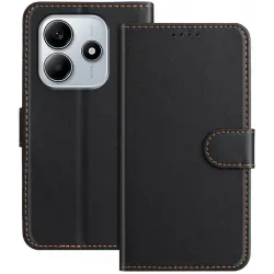 Phonesta Smooth Skin Book Wallet Klapphülle für Xiaomi Redmi Note 14 5G / Xiaomi Poco M7 Pro - Schwarz