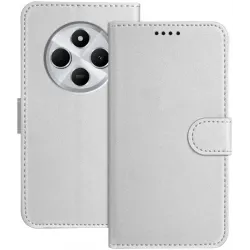 Phonesta Smooth Skin Book Wallet Klapphülle für Xiaomi Redmi 14C / Xiaomi Poco C75 - Silber
