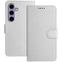 Phonesta Smooth Skin Book Wallet Klapphülle für Samsung Galaxy S24 FE - Silber