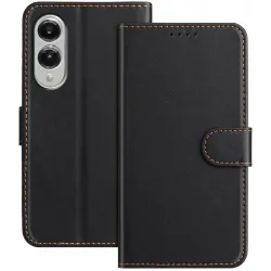 Phonesta Smooth Skin Book Wallet Klapphülle für Samsung Galaxy S25 Edge - Schwarz