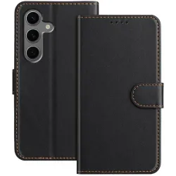 Phonesta Smooth Skin Book Wallet Klapphülle für Samsung Galaxy S25 Plus/S24 Plus - Schwarz