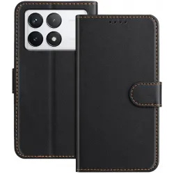 Phonesta Smooth Skin Book Wallet Klapphülle für Xiaomi 14T - Schwarz