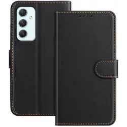 Phonesta Smooth Skin Book Wallet Klapphülle für Samsung Galaxy A35 - Schwarz