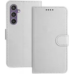 Phonesta Smooth Skin Book Wallet Klapphülle für Samsung Galaxy S23 FE - Silber