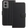 Phonesta Smooth Skin Book Wallet Klapphülle für Motorola Moto G55 - Schwarz
