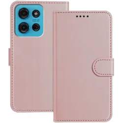 Phonesta Smooth Skin Book Wallet Klapphülle für Motorola Moto G75 - Roségold