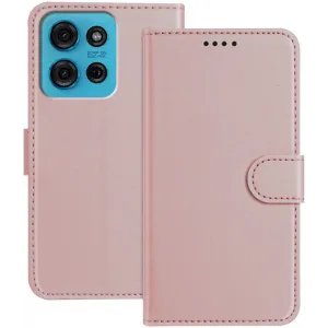 Phonesta Smooth Skin Book Wallet Klapphülle für Motorola Moto G75 - Roségold