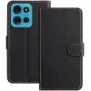 Phonesta Smooth Skin Book Wallet Klapphülle für Motorola Moto G75 - Schwarz