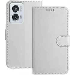 Phonesta Smooth Skin Book Wallet Klapphülle für Motorola Moto G85/Edge 50 Fusion - Silber