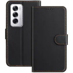 Phonesta Smooth Skin Book Wallet Klapphülle für Oppo Reno12 - Schwarz