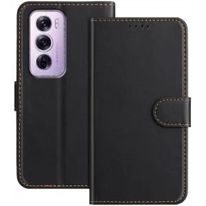 Phonesta Smooth Skin Book Wallet Klapphülle für Oppo Reno12 Pro - Schwarz
