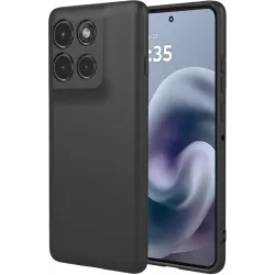 Phonesta Soft Silk Silikon Back Cover Hülle für Motorola Moto G86 Power - Schwarz