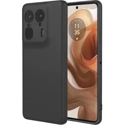 Phonesta Soft Silk Silikon Back Cover Hülle für Motorola Edge 50 Ultra - Schwarz